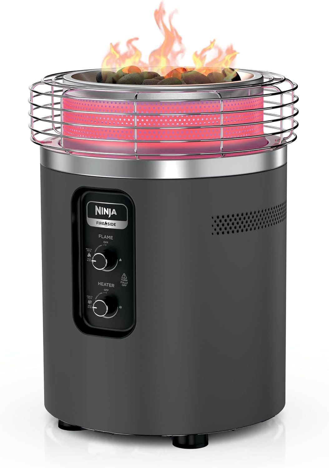 1 Ninja Fireside360 Fire Pit & Heater, 80,000 BTU, 3 Modes, Push Start, Gray | Ninja Fireside360 offers flame, heat, or both with up to 80,000 BTUs, hassle-free dial control, and smokeless design - Image 1